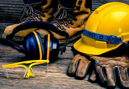 safety hard hat, glasses, gloves and boots Equipment